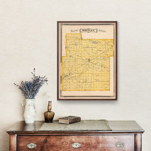 Vintage Map of Whitley County, Indiana 1876