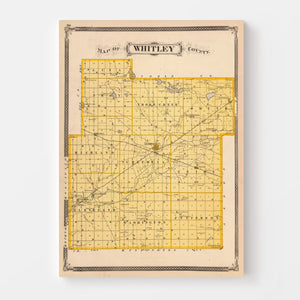 Vintage Map of Whitley County, Indiana 1876