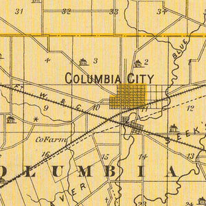 Vintage Map of Whitley County, Indiana 1876