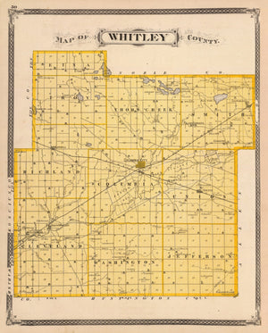 Vintage Map of Whitley County, Indiana 1876