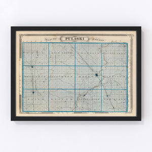 Vintage Map of Pulaski County, Indiana 1876