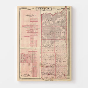 Vintage Map of Newton County, Indiana 1876