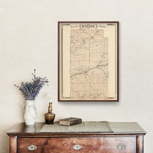 Vintage Map of Wabash County, Indiana 1876