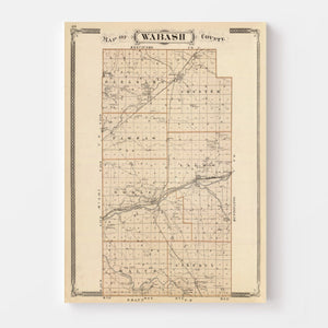 Vintage Map of Wabash County, Indiana 1876