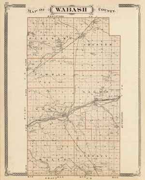 Vintage Map of Wabash County, Indiana 1876