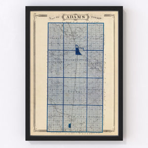 Vintage Map of Adams County, Indiana 1876