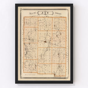 Vintage Map of Jay County, Indiana 1876