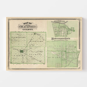 Vintage Map of Blackford County, Indiana 1876