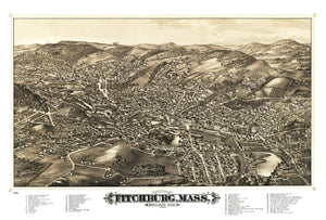 Vintage Map of Fitchburg, Massachusetts 1882