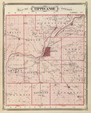 Vintage Map of Tippecanoe County, Indiana 1876