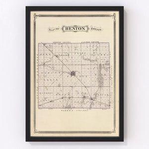 Vintage Map of Benton County, Indiana 1876