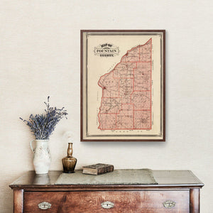 Vintage Map of Fountain County, Indiana 1876