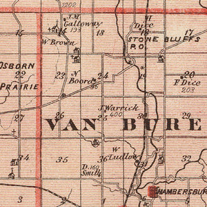 Vintage Map of Fountain County, Indiana 1876