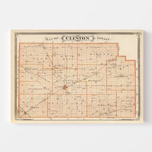 Vintage Map of Clinton County, Indiana 1876