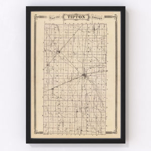 Vintage Map of Tipton County, Indiana 1876