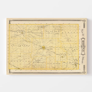 Vintage Map of Boone County, Indiana 1876