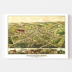 Vintage Map of Foxborough, Massachusetts 1879