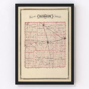 Vintage Map of Randolph County, Indiana 1876