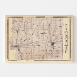 Vintage Map of Wayne County, Indiana 1876