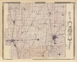 Vintage Map of Wayne County, Indiana 1876