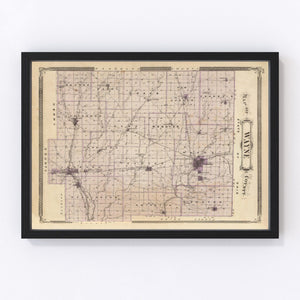 Vintage Map of Wayne County, Indiana 1876