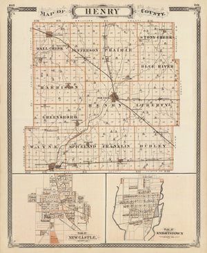 Vintage Map of Henry County, Indiana 1876
