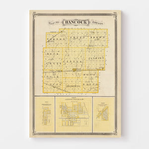 Vintage Map of Hancock County, Indiana 1876