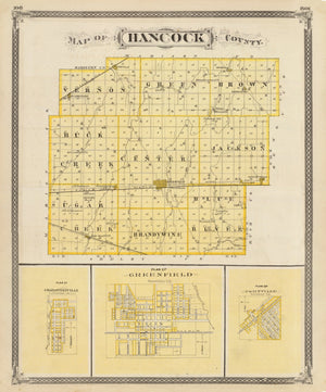 Vintage Map of Hancock County, Indiana 1876
