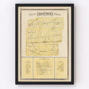 Vintage Map of Hancock County, Indiana 1876