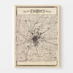 Vintage Map of Marion County, Indiana 1876
