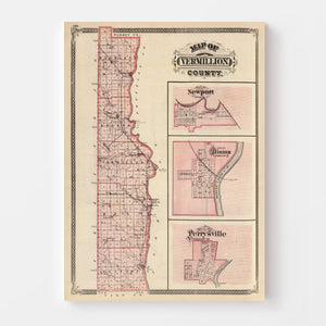 Vintage Map of Vermillion County, Indiana 1876