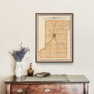 Vintage Map of Vigo County, Indiana 1876
