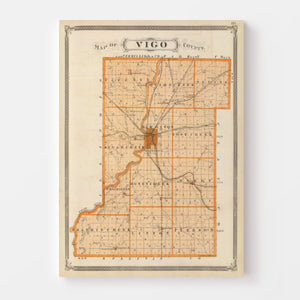 Vintage Map of Vigo County, Indiana 1876