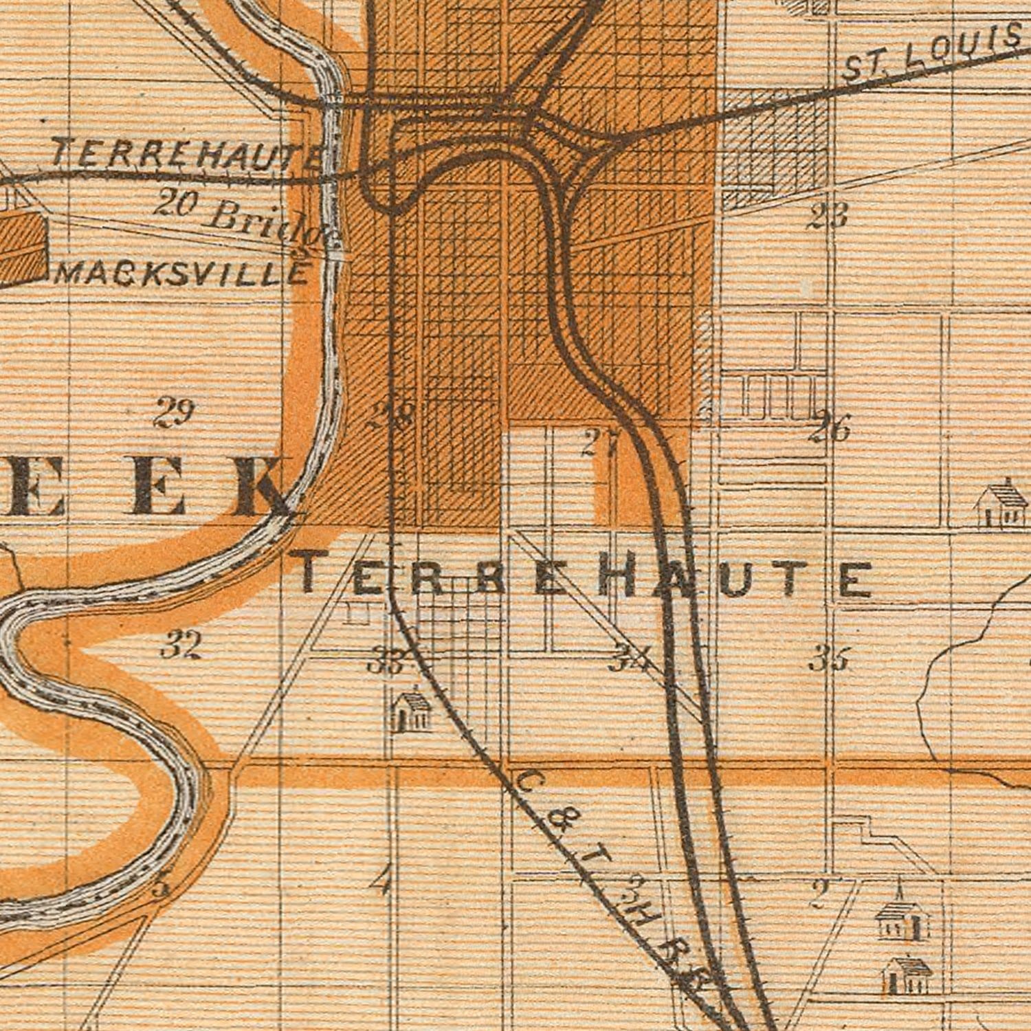 Vintage Map of Vigo County, Indiana 1876
