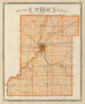 Vintage Map of Vigo County, Indiana 1876