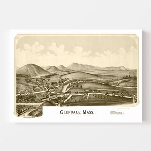 Vintage Map of Glendale, Massachusetts 1890