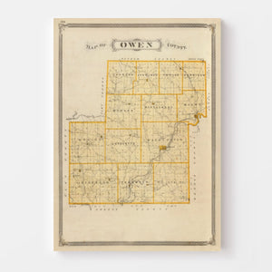 Vintage Map of Owen County, Indiana 1876
