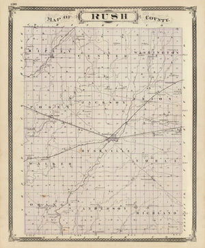 Vintage Map of Rush County, Indiana 1876