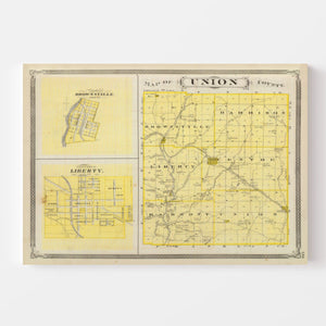 Vintage Map of Union County, Indiana 1876