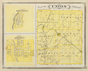 Vintage Map of Union County, Indiana 1876