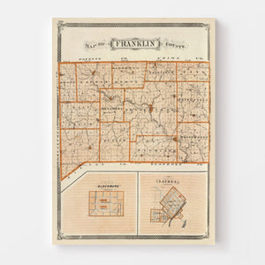 Vintage Map of Franklin County, Indiana 1876
