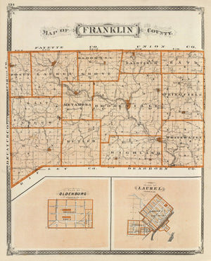 Vintage Map of Franklin County, Indiana 1876