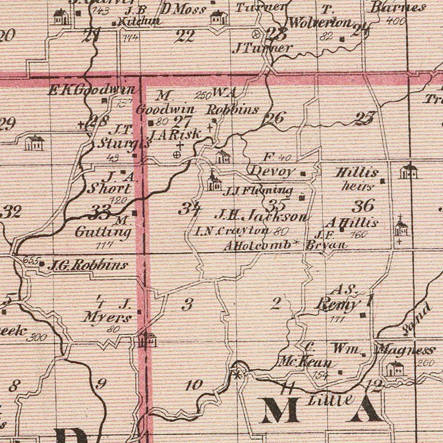 Vintage Map of Decatur County, Indiana 1876