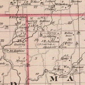 Vintage Map of Decatur County, Indiana 1876