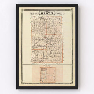 Vintage Map of Brown County, Indiana 1876