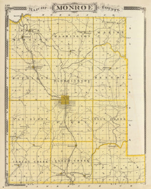 Vintage Map of Monroe County, Indiana 1876