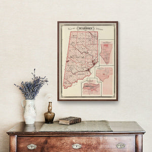 Vintage Map of Dearborn County, Indiana 1876
