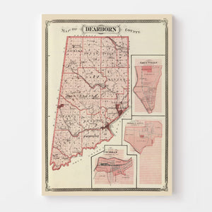 Vintage Map of Dearborn County, Indiana 1876
