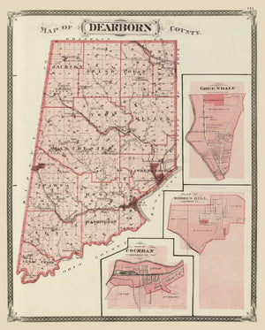 Vintage Map of Dearborn County, Indiana 1876