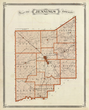 Vintage Map of Jennings County, Indiana 1876